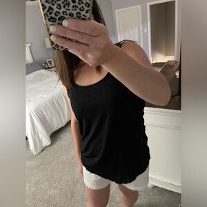Black Eyelet Sleeveless Top